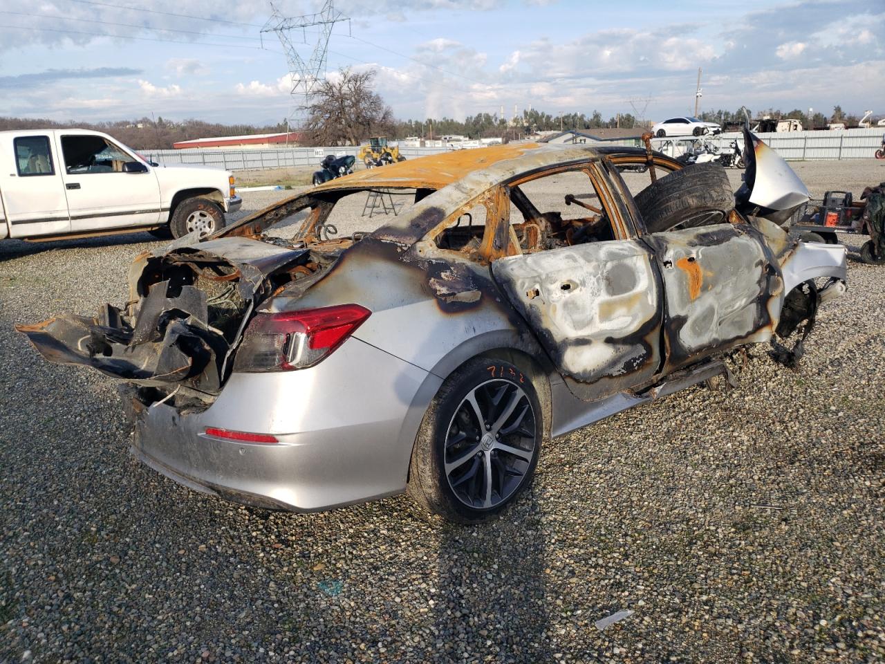 2022 Honda Civic VIN 2HGFE1F98NH300333 Copart auction photo, burn damage thumbnail 3