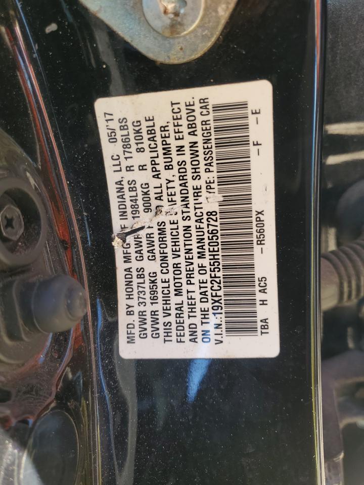 2017 Honda Civic VIN 19XFC2F55HE056728 Copart auction photo, front end / rear end damage thumbnail 15