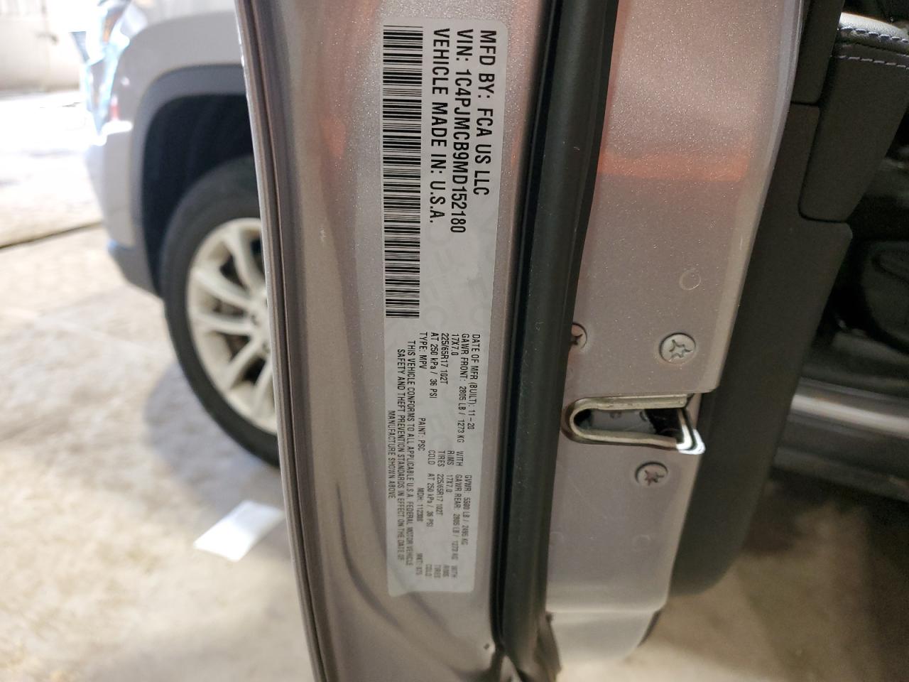 2021 Jeep Grand Cherokee VIN 1C4PJMCB9MD152180 Copart auction photo, rear end / side damage thumbnail 13