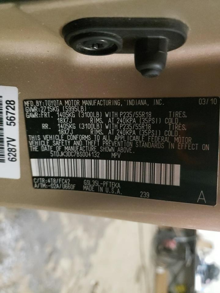 2011 Toyota Sienna VIN 5TDJK3DC7BS004132 Copart auction photo, front end / minor dent/scratches damage thumbnail 13