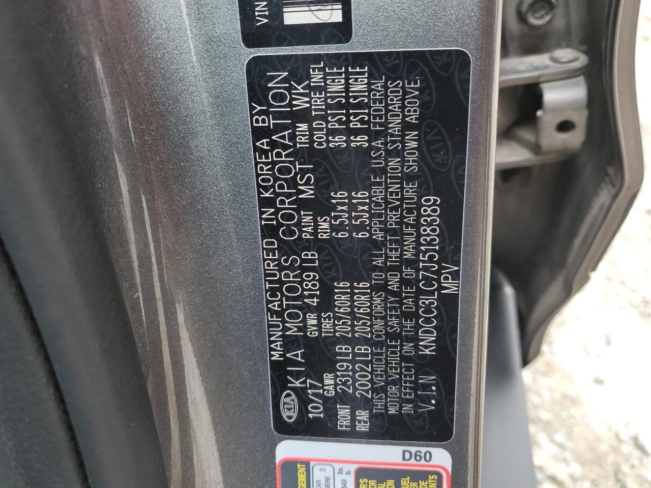 2018 KIA Niro VIN KNDCC3LC7J5138389 Copart auction photo, front end damage thumbnail 16