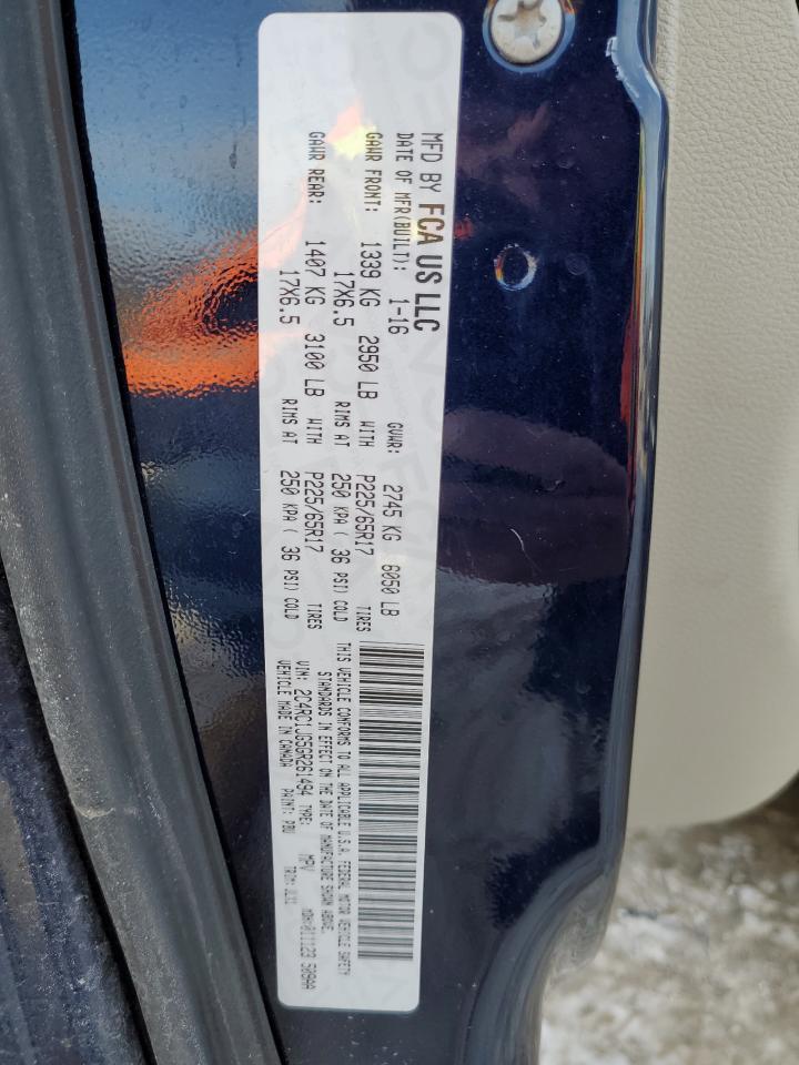 2016 Chrysler Town & Country VIN 2C4RC1JG5GR261494 Copart auction photo, front end / minor dent/scratches damage thumbnail 15
