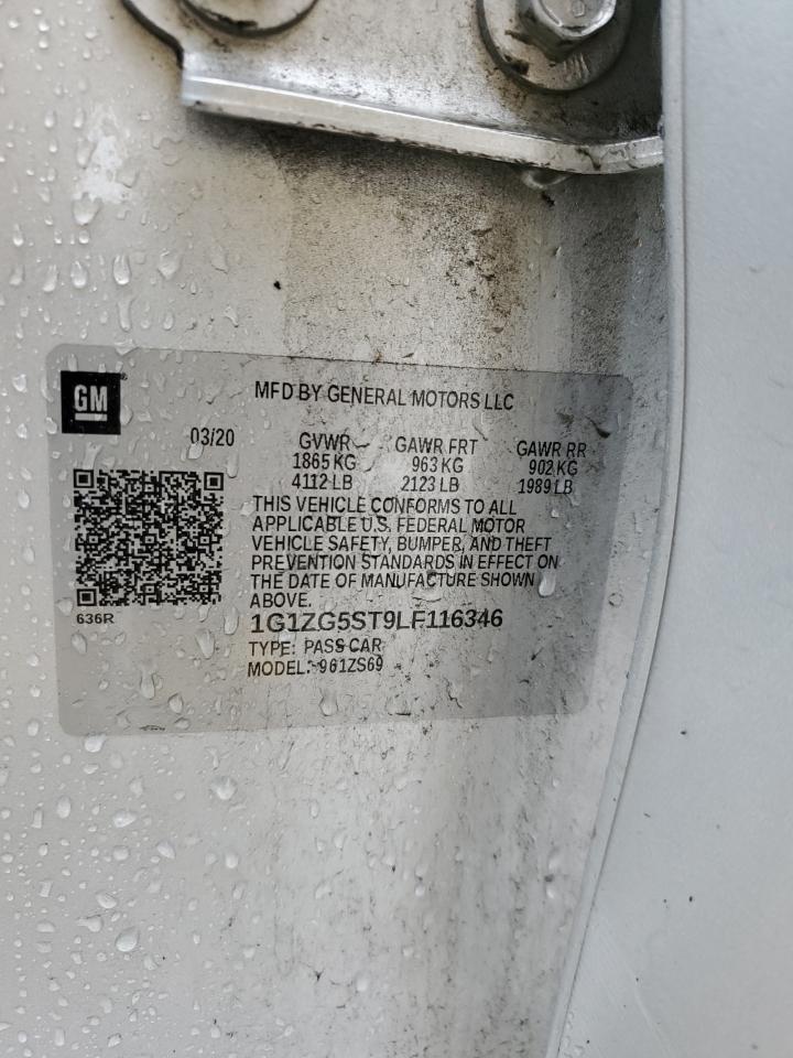 2020 Chevrolet Malibu VIN 1G1ZG5ST9LF116346 Copart auction photo, front end / side damage thumbnail 14