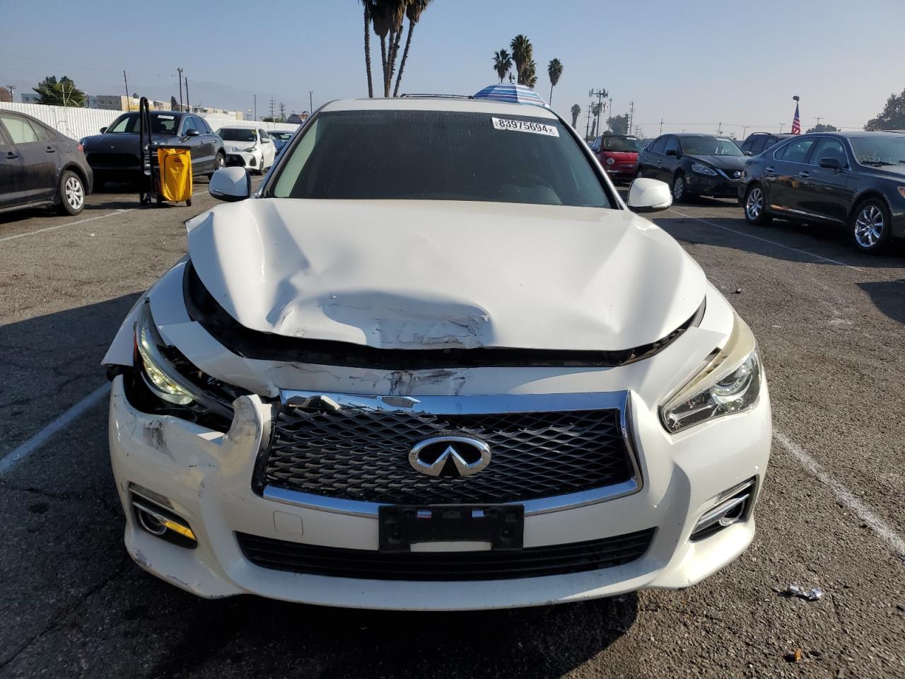 2014 Infiniti Q50 VIN JN1BV7AP7EM687625 Copart auction photo, front end damage thumbnail 5