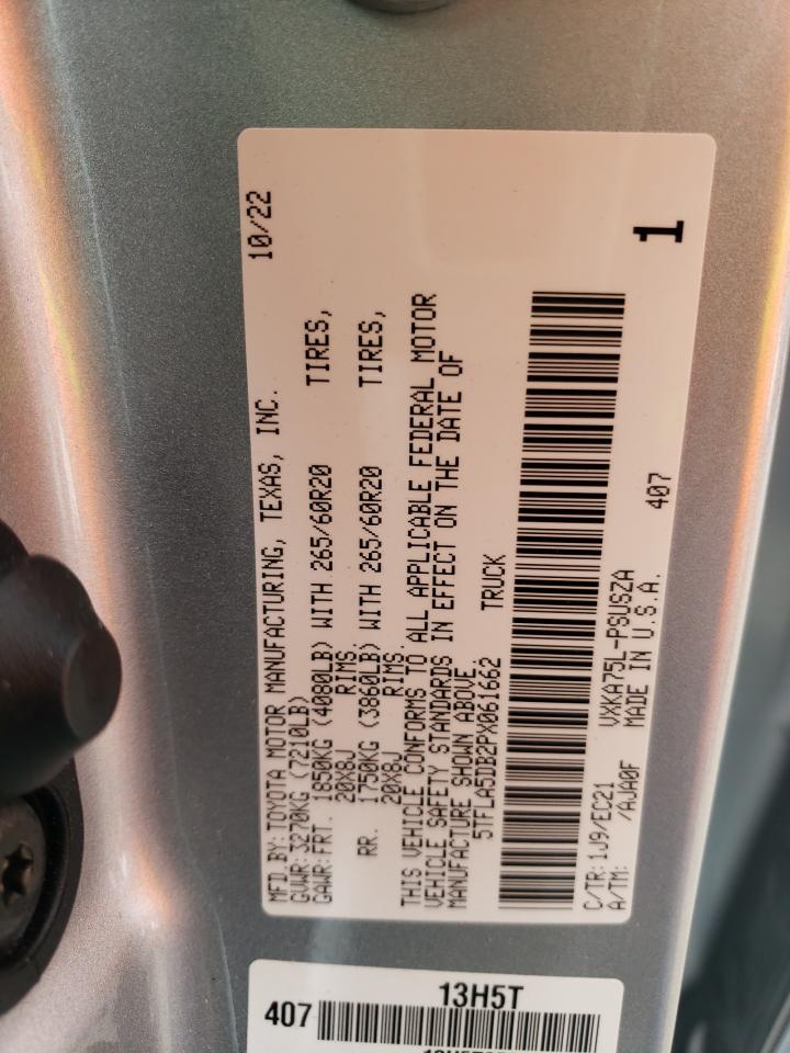 2023 Toyota Tundra VIN 5TFLA5DB2PX061662 Copart auction photo, rear end damage thumbnail 15