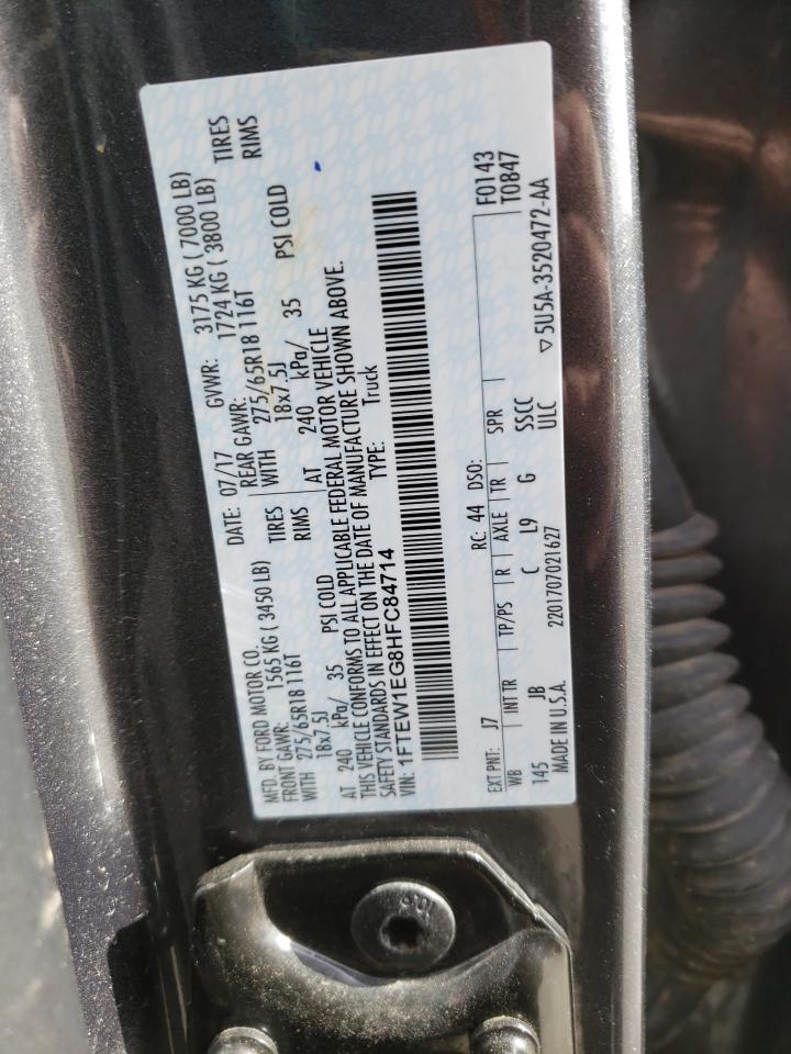 2017 Ford F-150 VIN 1FTEW1EG8HFC84714 Copart auction photo, front end / hail damage thumbnail 12