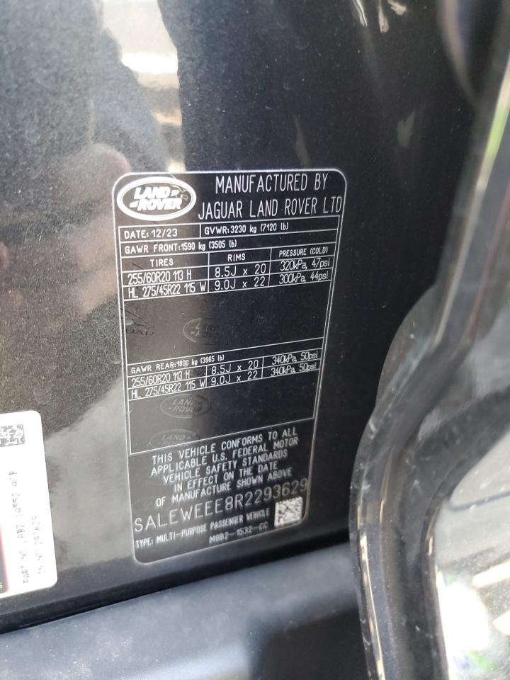 2024 Land Rover Defender VIN SALEWEEE8R2293629 Copart auction photo, rear end / undercarriage damage thumbnail 13