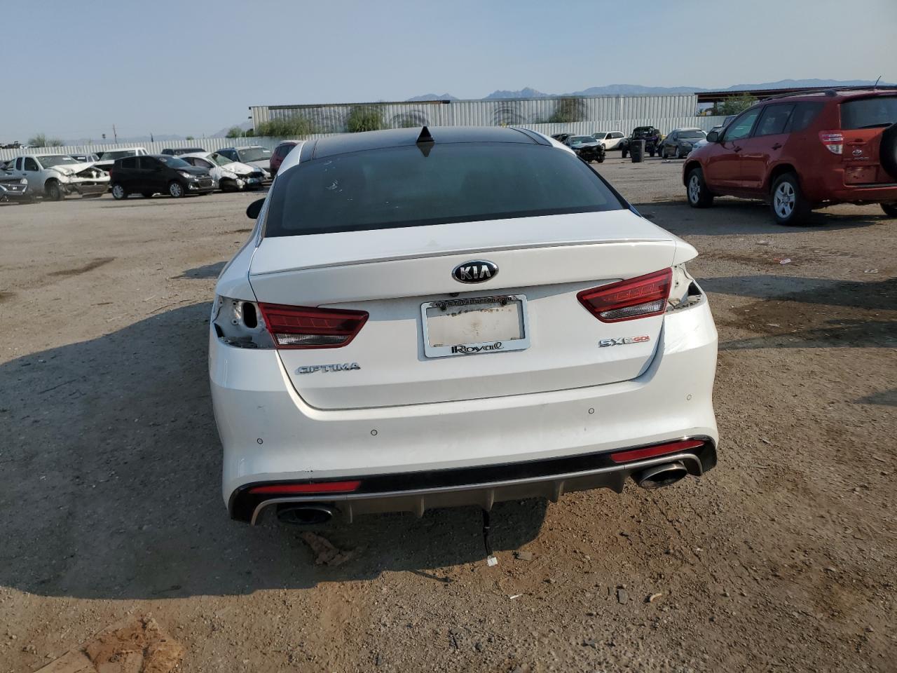 2016 KIA Optima VIN 5XXGW4L20GG026155 Copart auction photo, rear end / side damage thumbnail 6