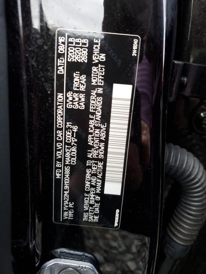 2017 Volvo S90 VIN YV1A22ML9H1004885 Copart auction photo, front end / side damage thumbnail 12