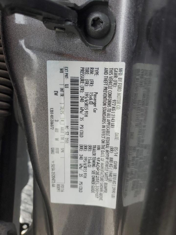 2014 Ford Focus VIN 1FADP3E25EL330107 Copart auction photo, rear end / side damage thumbnail 12