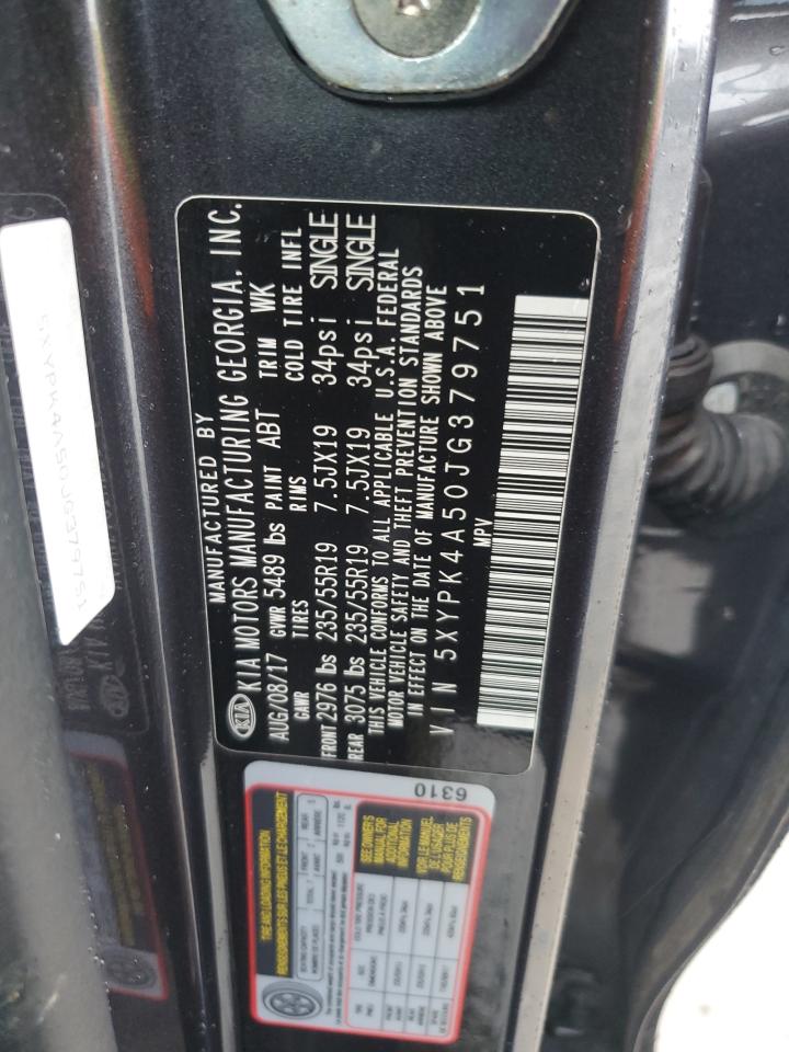 2018 KIA Sorento VIN 5XYPK4A50JG379751 Copart auction photo, all over damage thumbnail 12