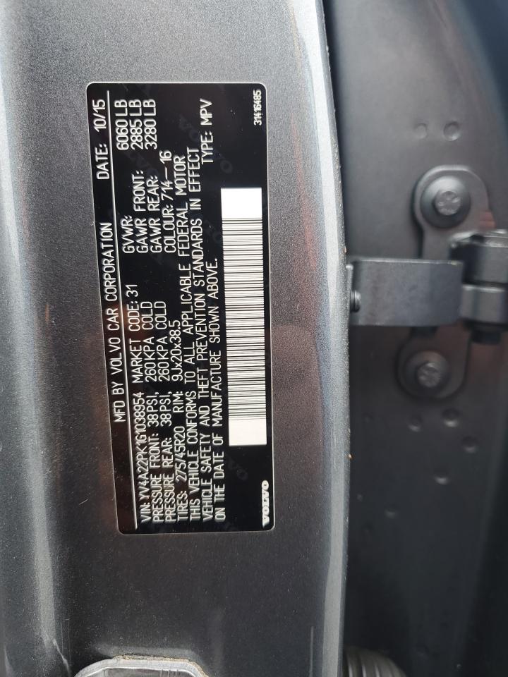 2016 Volvo XC90 VIN YV4A22PK1G1038954 Copart auction photo, front end / side damage thumbnail 13