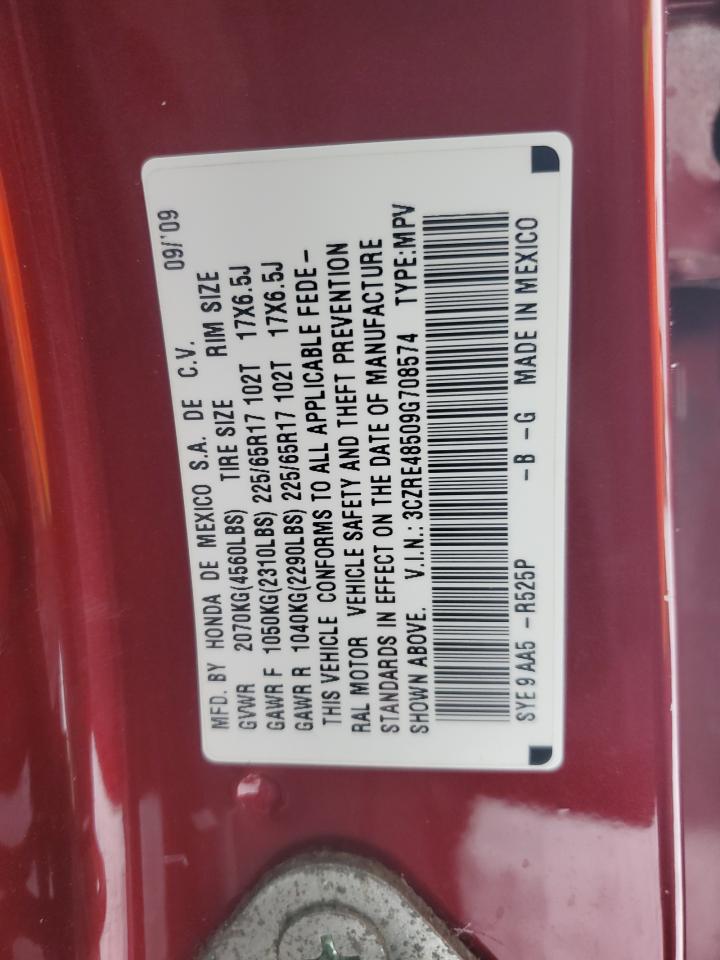 2009 Honda CR-V VIN 3CZRE48509G708574 Copart auction photo, all over damage thumbnail 13