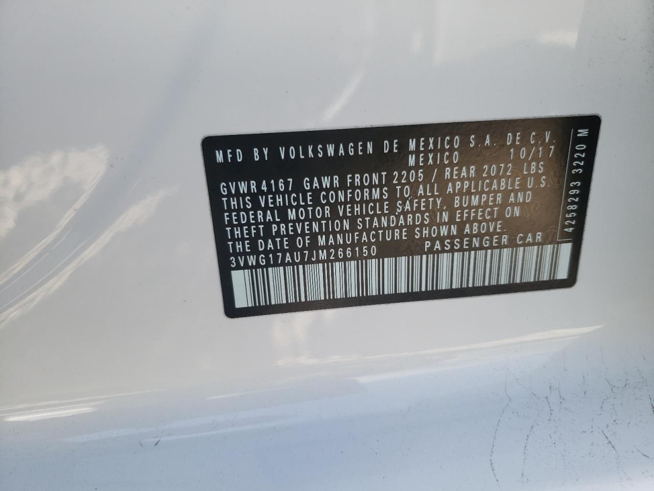 2018 Volkswagen Golf VIN 3VWG17AU7JM266150 Copart auction photo, front end damage thumbnail 13