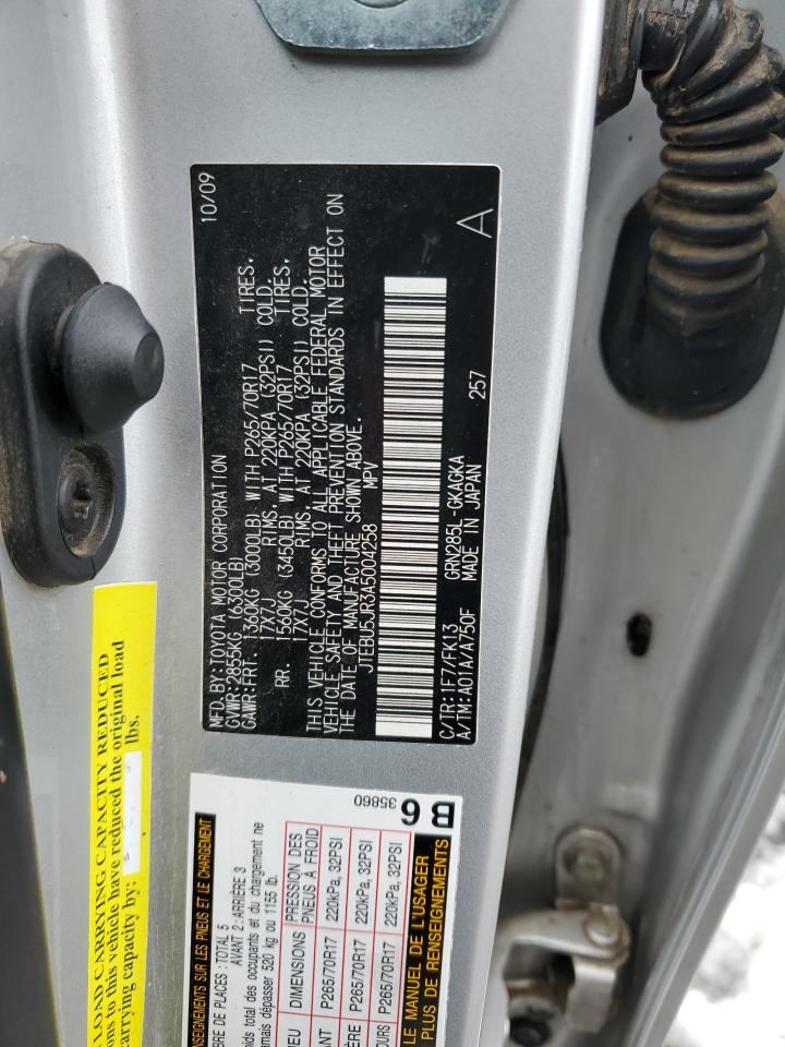 2010 Toyota 4Runner VIN JTEBU5JR3A5004258 Copart auction photo, front end damage thumbnail 13