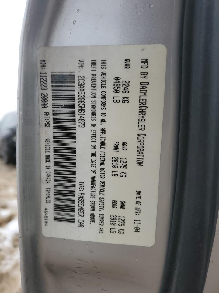 2005 Chrysler 300 VIN 2C3AA53G65H614873 Copart auction photo, front end / side damage thumbnail 13