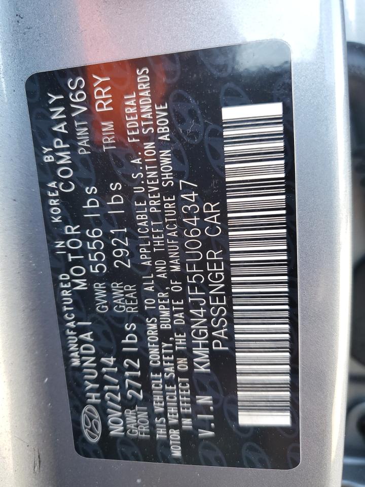 2015 Hyundai Genesis VIN KMHGN4JF5FU064347 Copart auction photo, front end damage thumbnail 12