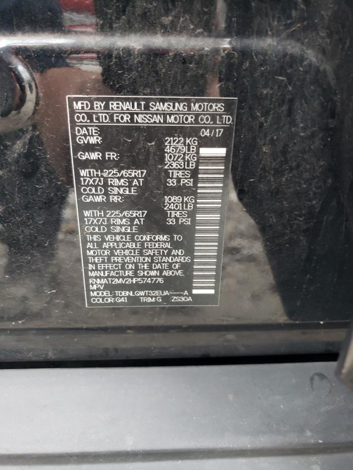 2017 Nissan Rogue VIN KNMAT2MV2HP574776 Copart auction photo, front end damage thumbnail 15