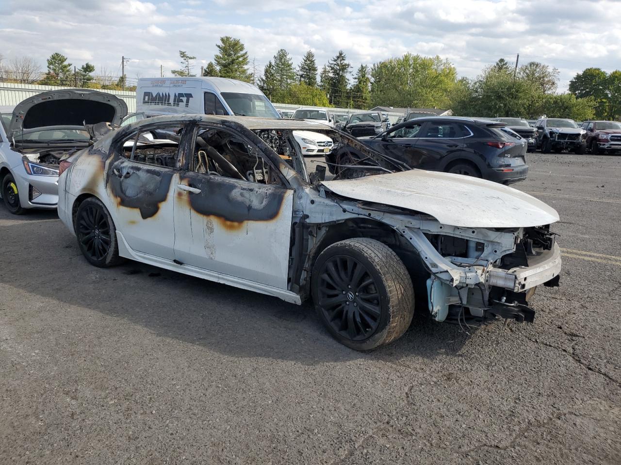 2018 Acura TLX VIN 19UUB3F60JA006161 Copart auction photo, burn - interior / burn damage thumbnail 4