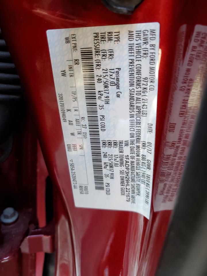 2017 Ford Focus VIN 1FADP3H29HL221679 Copart auction photo, rear end / minor dent/scratches damage thumbnail 14