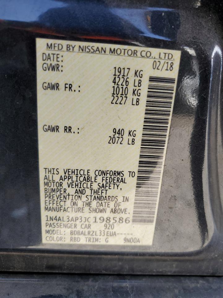 2018 Nissan Altima VIN 1N4AL3AP3JC198586 Copart auction photo, undercarriage / rear end damage thumbnail 14