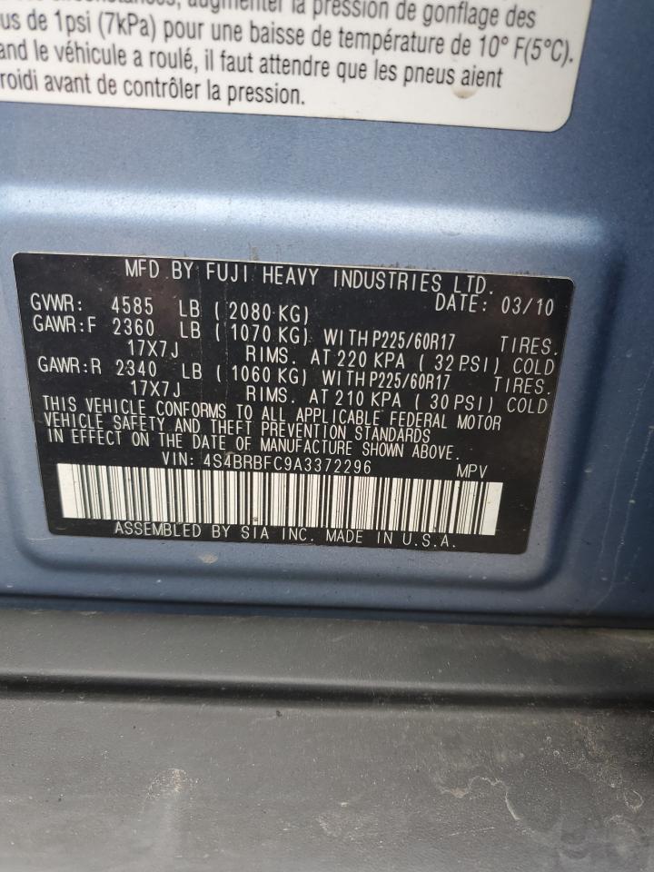 2010 Subaru Outback VIN 4S4BRBFC9A3372296 Copart auction photo, front end / undercarriage damage thumbnail 14