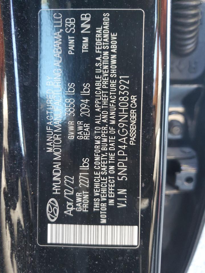 2022 Hyundai Elantra VIN 5NPLP4AG9NH083921 Copart auction photo, front end / rear end damage thumbnail 13