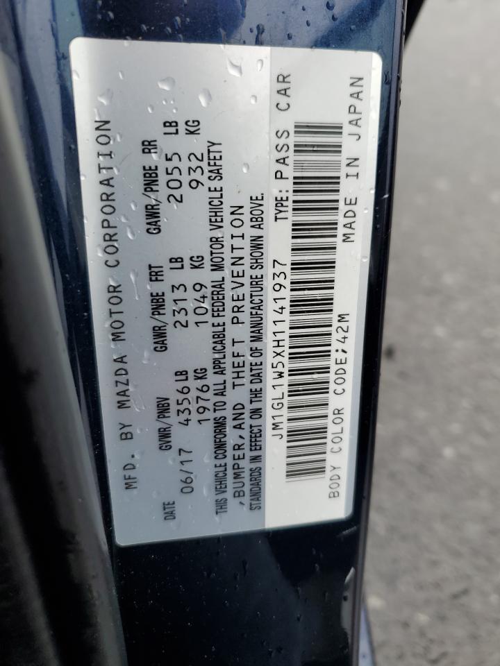 2017 Mazda 6 VIN JM1GL1W5XH1141937 Copart auction photo, rear end damage thumbnail 12