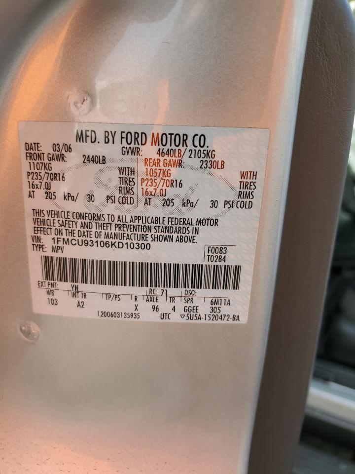 2006 Ford Escape VIN 1FMCU93106KD10300 Copart auction photo, all over / mechanical damage thumbnail 13