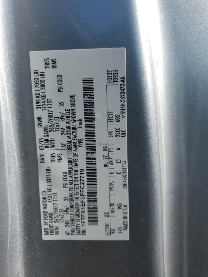 2015 Ford F-150 VIN 1FTFX1EF0FFC27719 Copart auction photo, rear end damage thumbnail 12