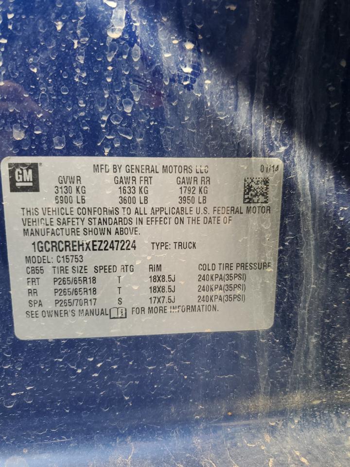 2014 Chevrolet Silverado VIN 1GCRCREHXEZ247224 Copart auction photo, water/flood damage thumbnail 13