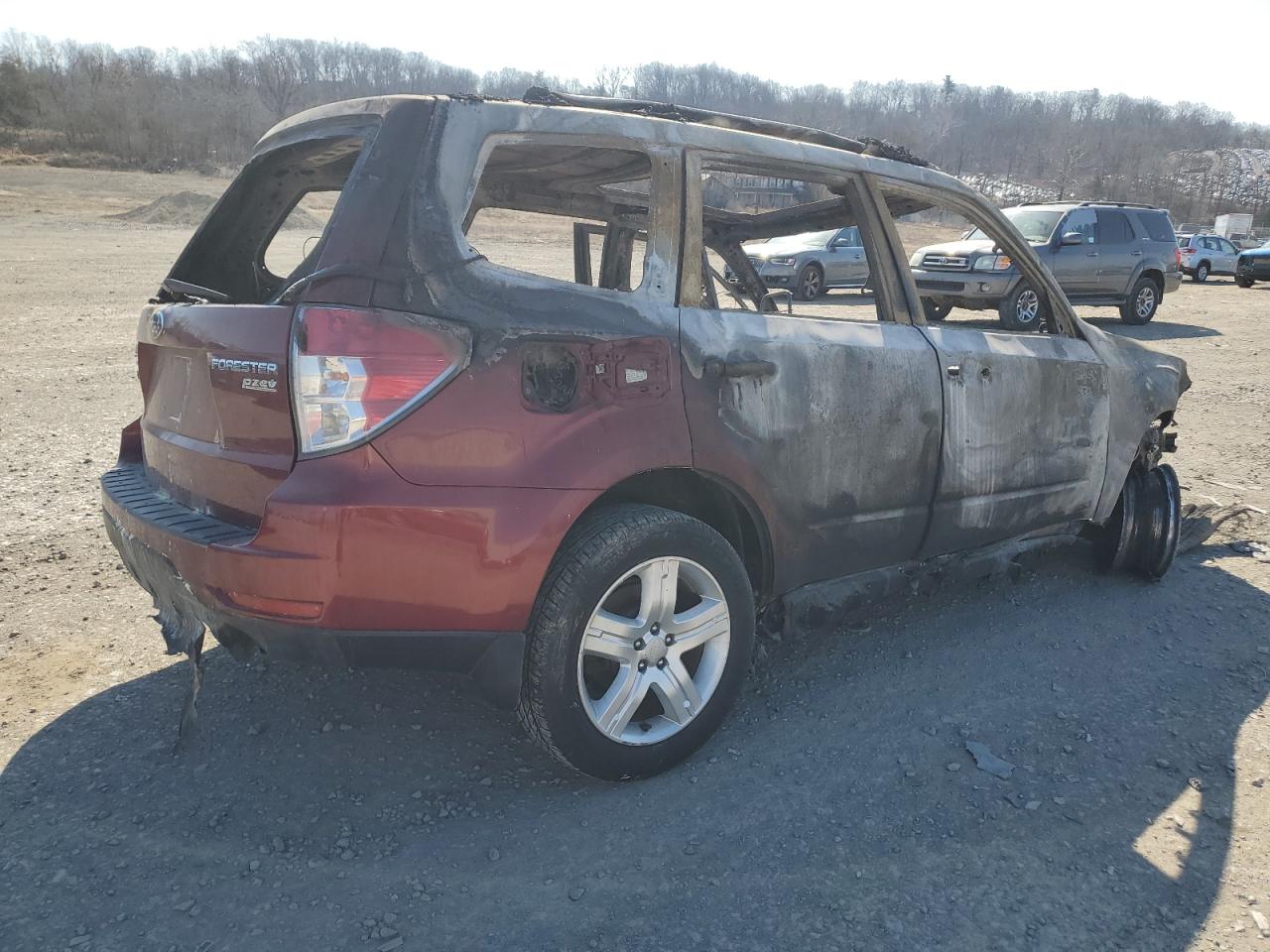 2010 Subaru Forester VIN JF2SH6CC4AH762911 Copart auction photo, front end / burn damage thumbnail 3