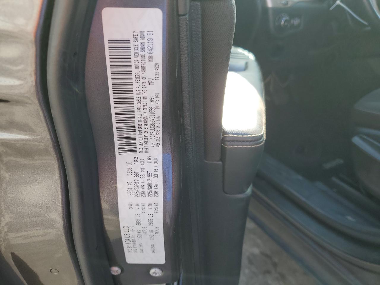 2016 Jeep Grand Cherokee VIN 1C4PJLCB9GW311850 Copart auction photo, front end / rear end damage thumbnail 13