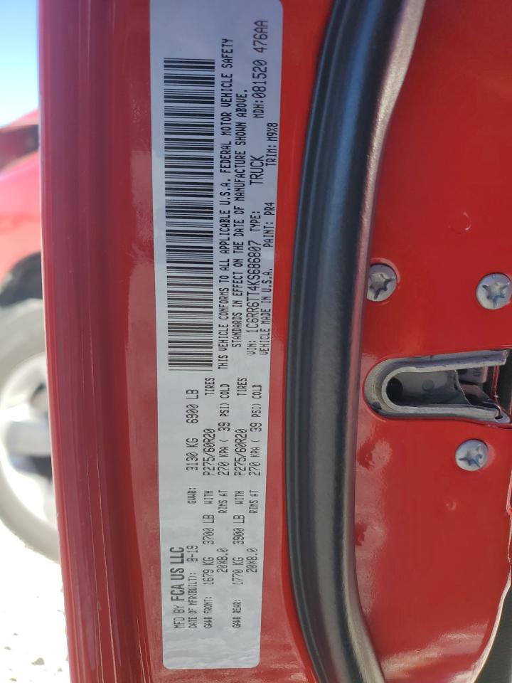 2019 RAM 1500 VIN 1C6RR6TT4KS686807 Copart auction photo, front end / minor dent/scratches damage thumbnail 14