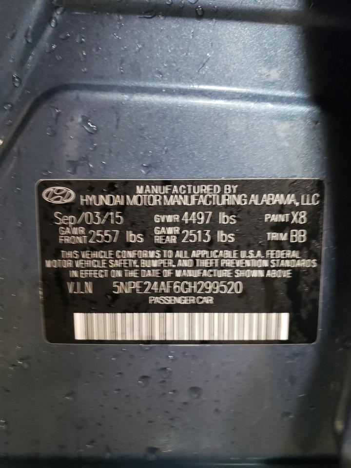 2016 Hyundai Sonata VIN 5NPE24AF6GH299520 Copart auction photo, rear end damage thumbnail 13
