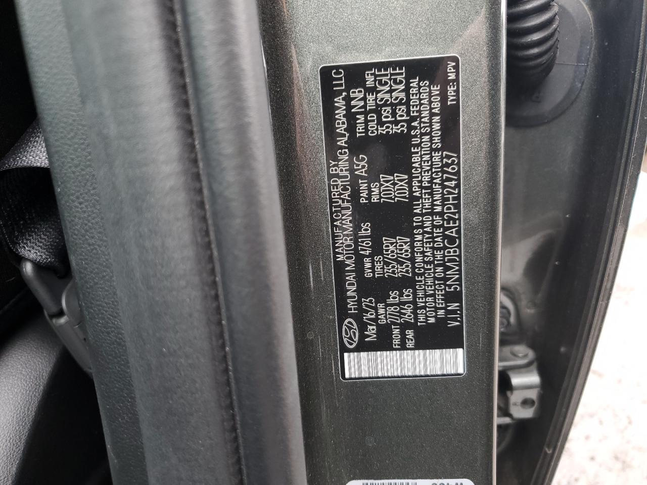 2023 Hyundai Tucson VIN 5NMJBCAE2PH247637 Copart auction photo, front end / rear end damage thumbnail 12