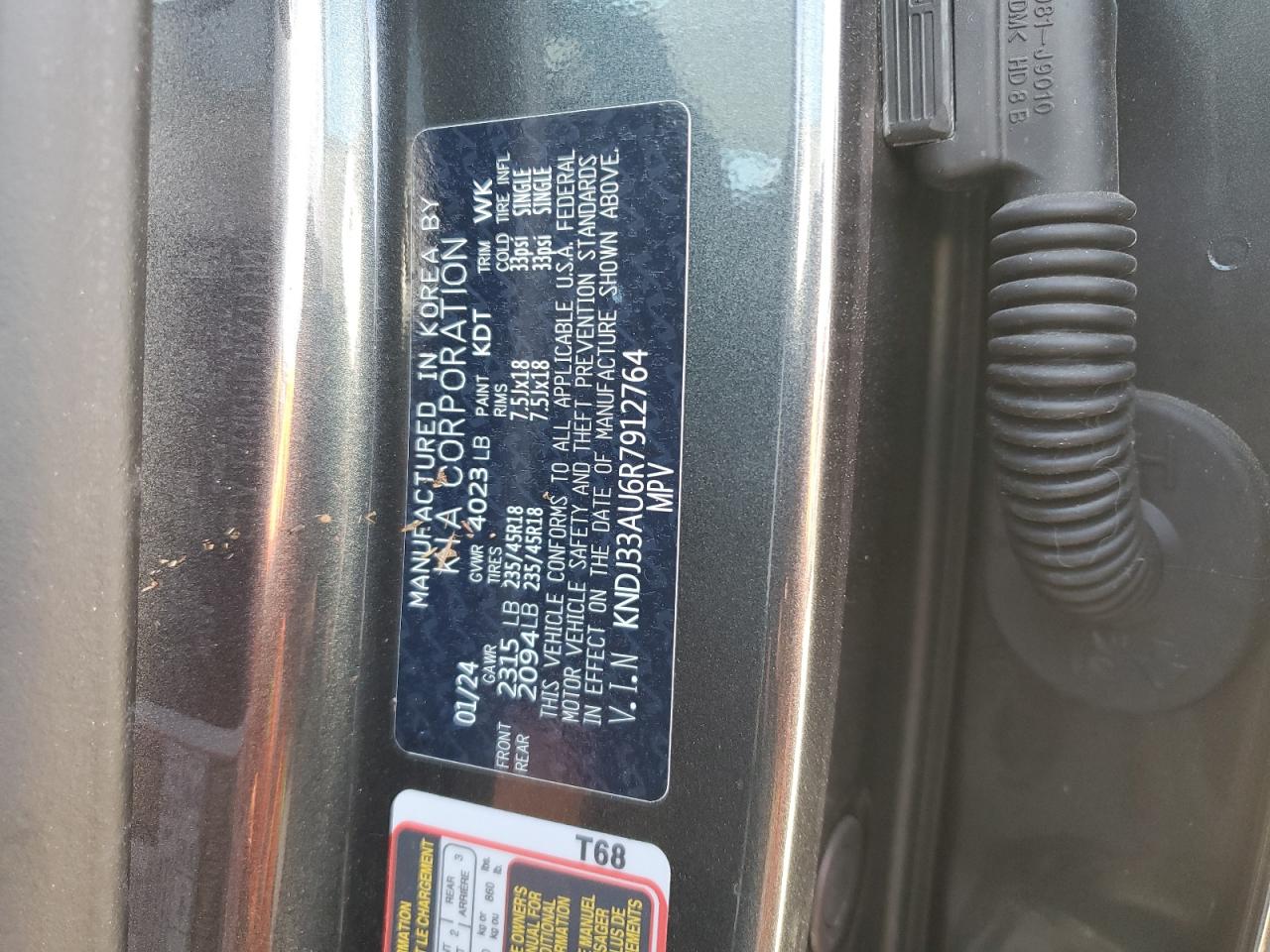 2024 KIA Soul VIN KNDJ33AU6R7912764 Copart auction photo, water/flood damage thumbnail 13