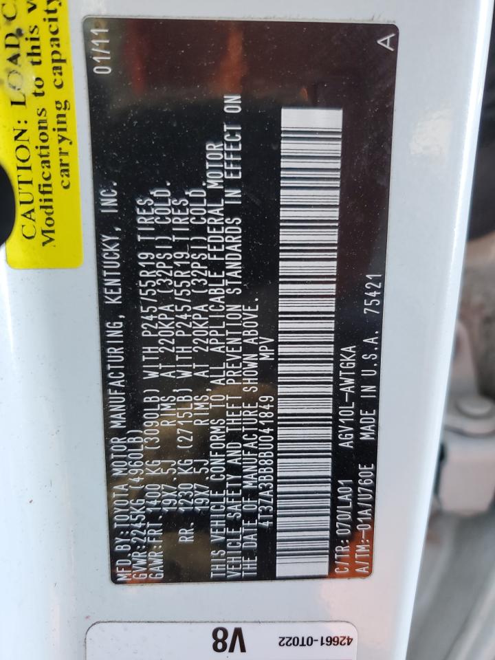 2011 Toyota Venza VIN 4T3ZA3BB8BU041849 Copart auction photo, front end damage thumbnail 14