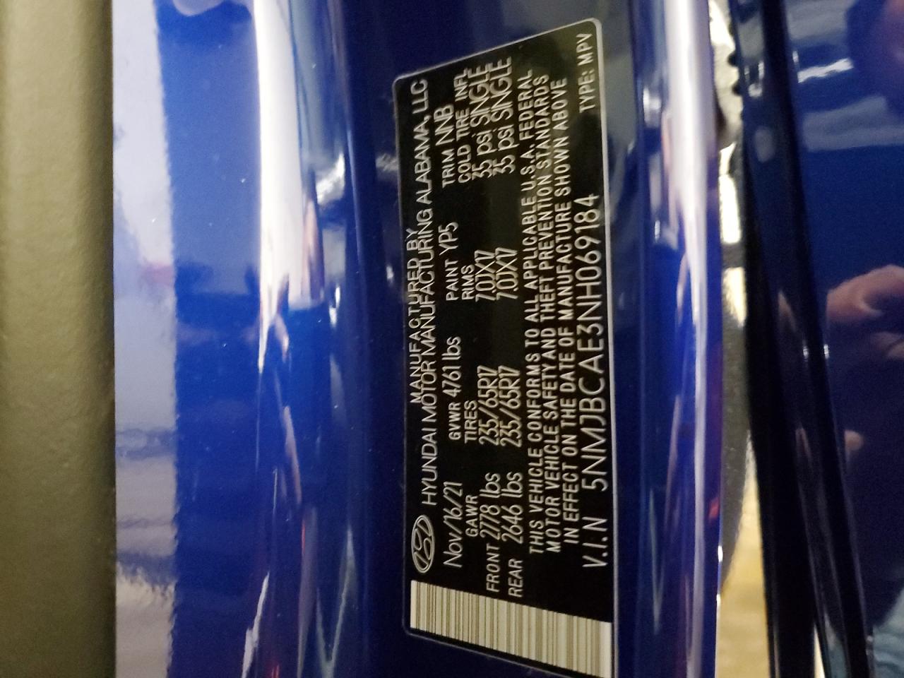 2022 Hyundai Tucson VIN 5NMJBCAE3NH069184 Copart auction photo, side / rear end damage thumbnail 13