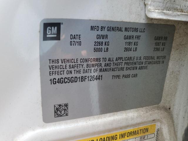 2011 Buick LaCrosse VIN 1G4GC5GD1BF126441 Copart auction photo, front end / side damage thumbnail 12