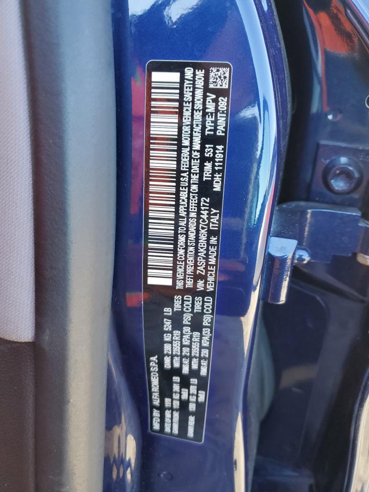 2019 Alfa Romeo Stelvio VIN ZASPAKBN6K7C44172 Copart auction photo, side damage thumbnail 13