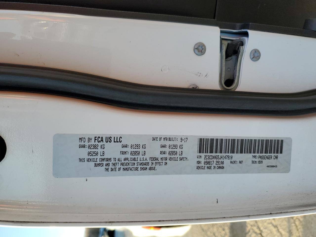 2018 Dodge Charger VIN 2C3CDXAG5JH147910 Copart auction photo, front end damage thumbnail 13