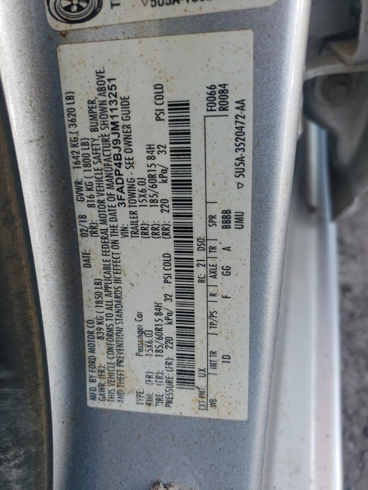 2018 Ford Fiesta VIN 3FADP4BJ9JM113251 Copart auction photo, side damage thumbnail 14