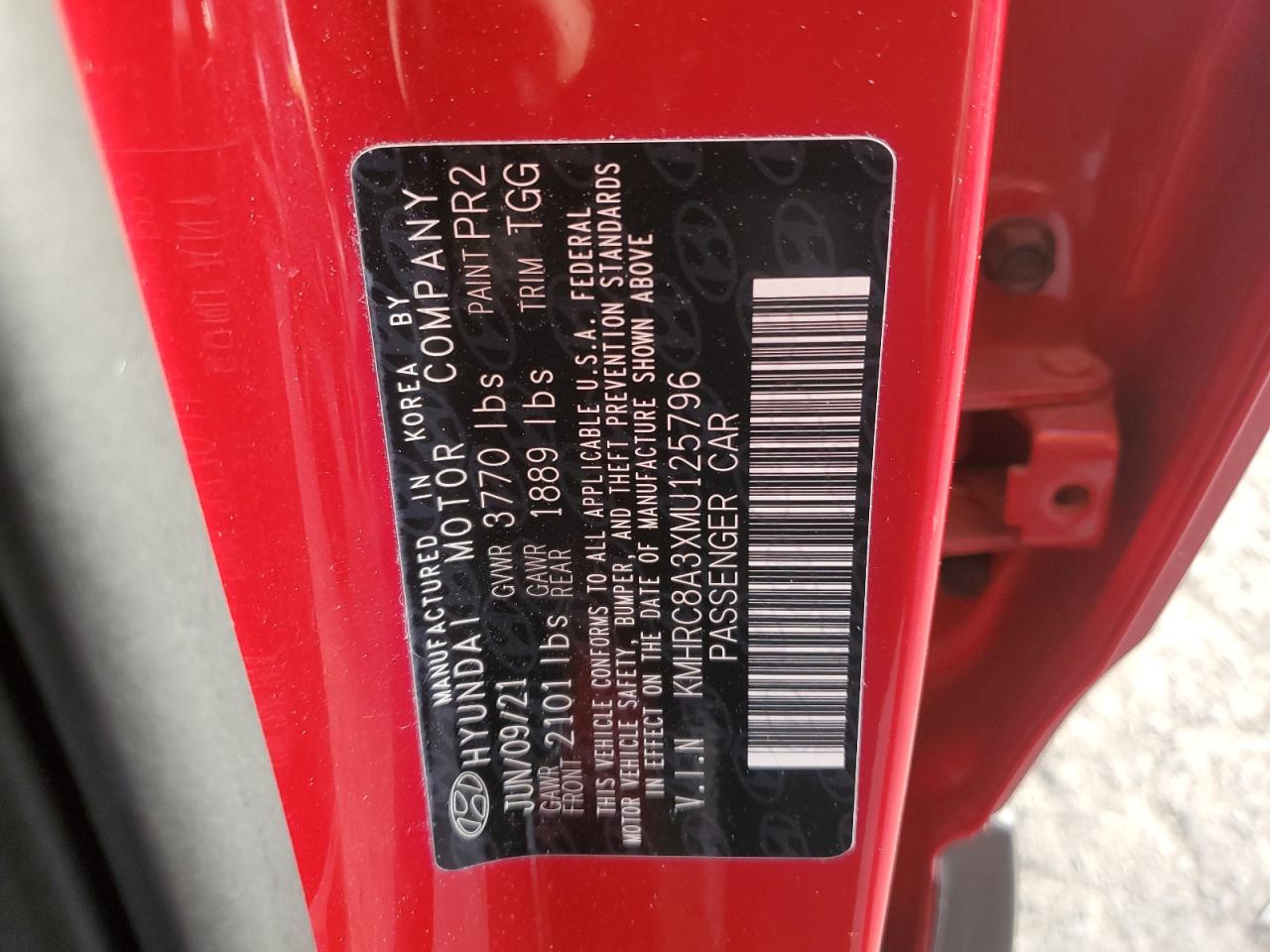 2021 Hyundai Venue VIN KMHRC8A3XMU125796 Copart auction photo, rear end / side damage thumbnail 15