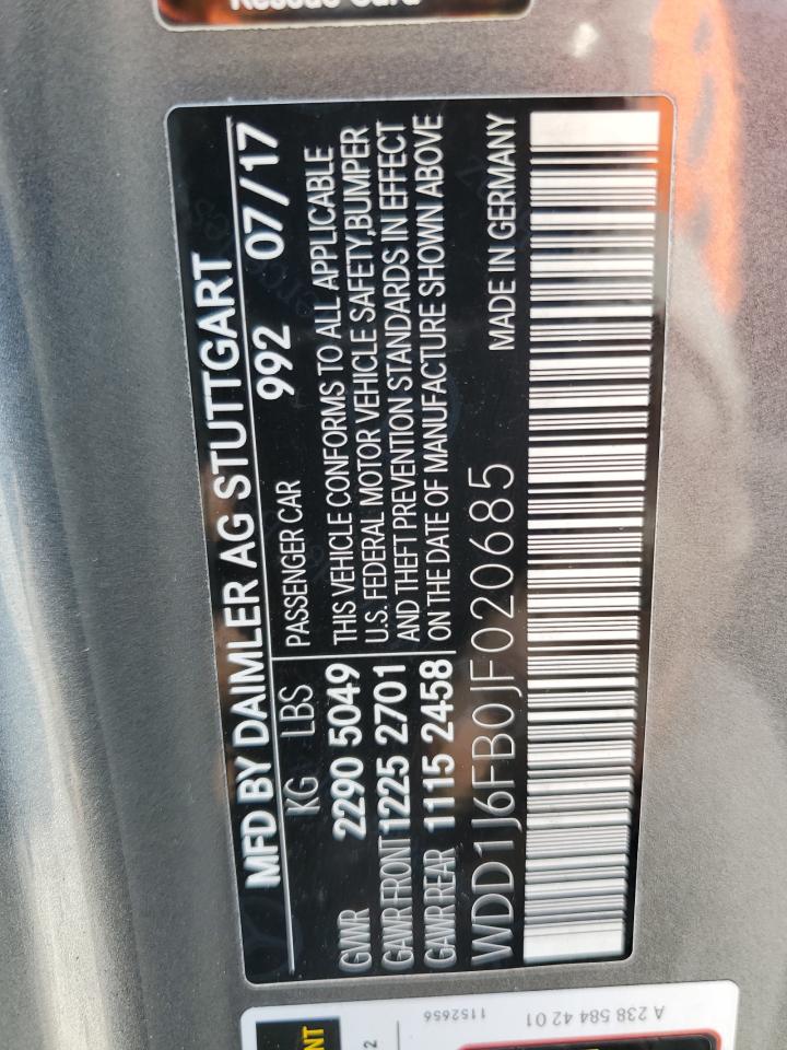 2018 Mercedes-Benz E-klasse VIN WDD1J6FB0JF020685 Copart auction photo, front end damage thumbnail 13