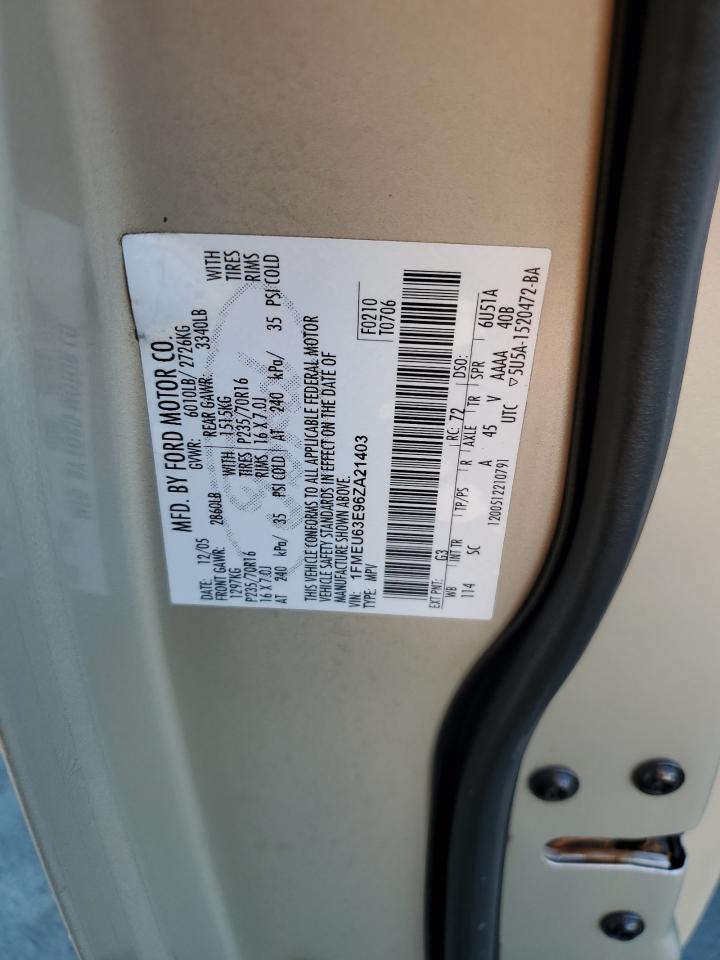 2006 Ford Explorer VIN 1FMEU63E96ZA21403 Copart auction photo, front end / minor dent/scratches damage thumbnail 13