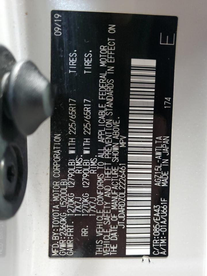 2020 Lexus NX VIN JTJDARDZ0L2226461 Copart auction photo, front end damage thumbnail 13