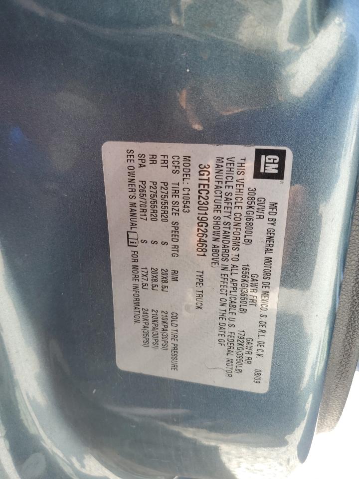 2009 GMC Sierra VIN 3GTEC23019G264681 Copart auction photo, minor dent/scratches damage thumbnail 12