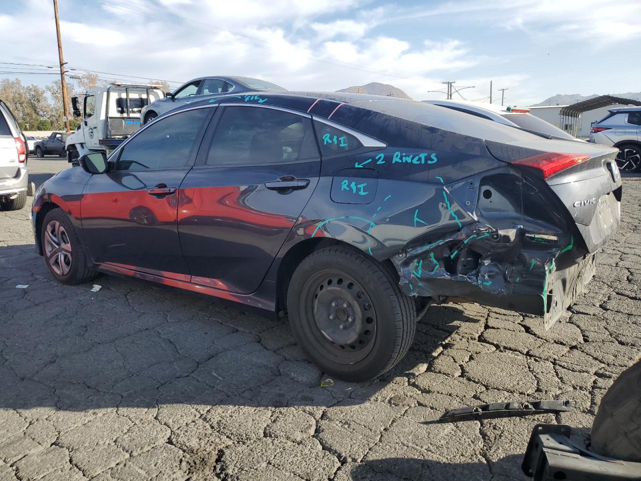 2018 Honda Civic VIN 2HGFC2F5XJH606856 Copart auction photo, rear end / side damage thumbnail 2