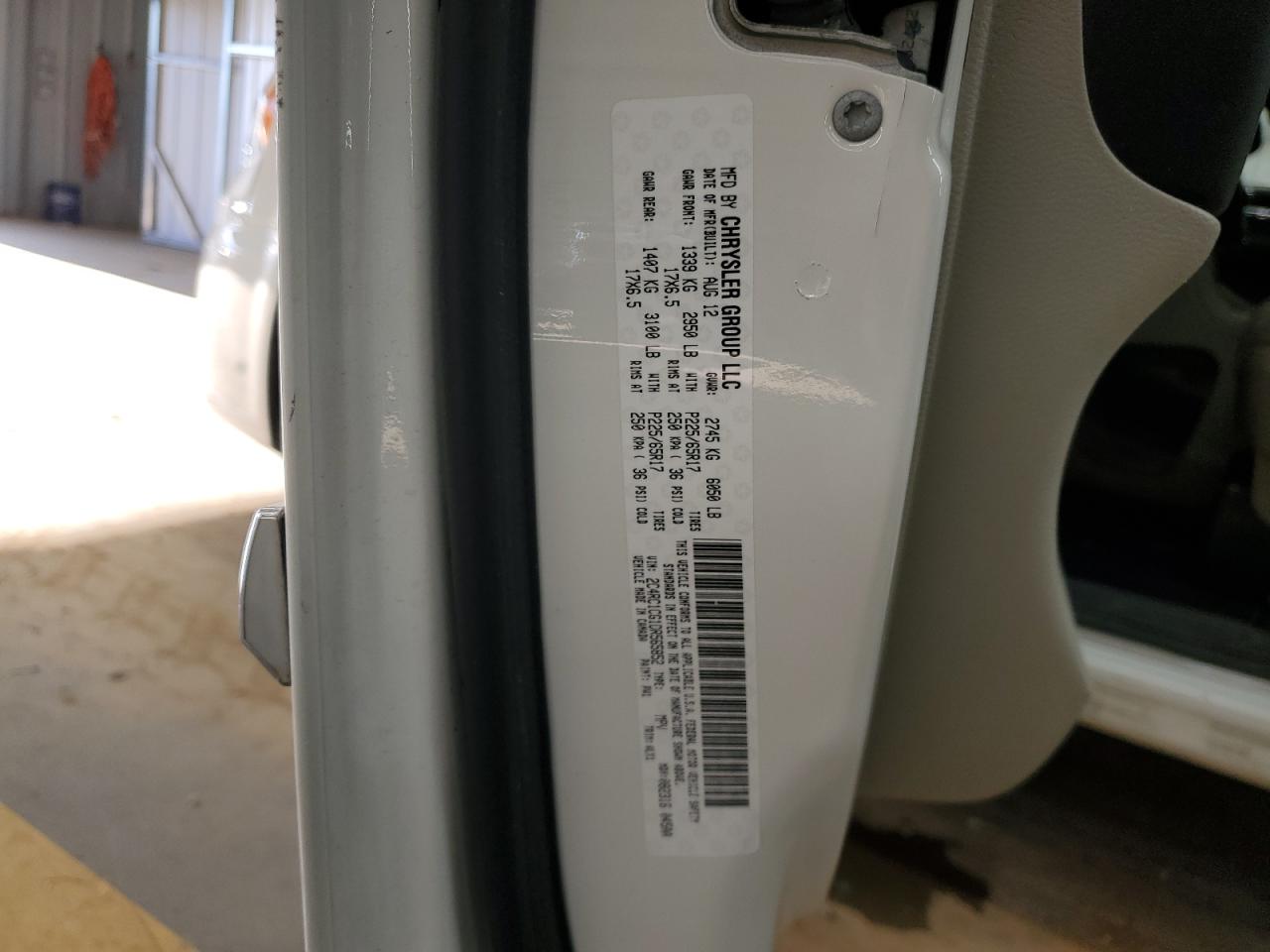 2013 Chrysler Town & Country VIN 2C4RC1CG1DR565852 Copart auction photo, side damage thumbnail 13